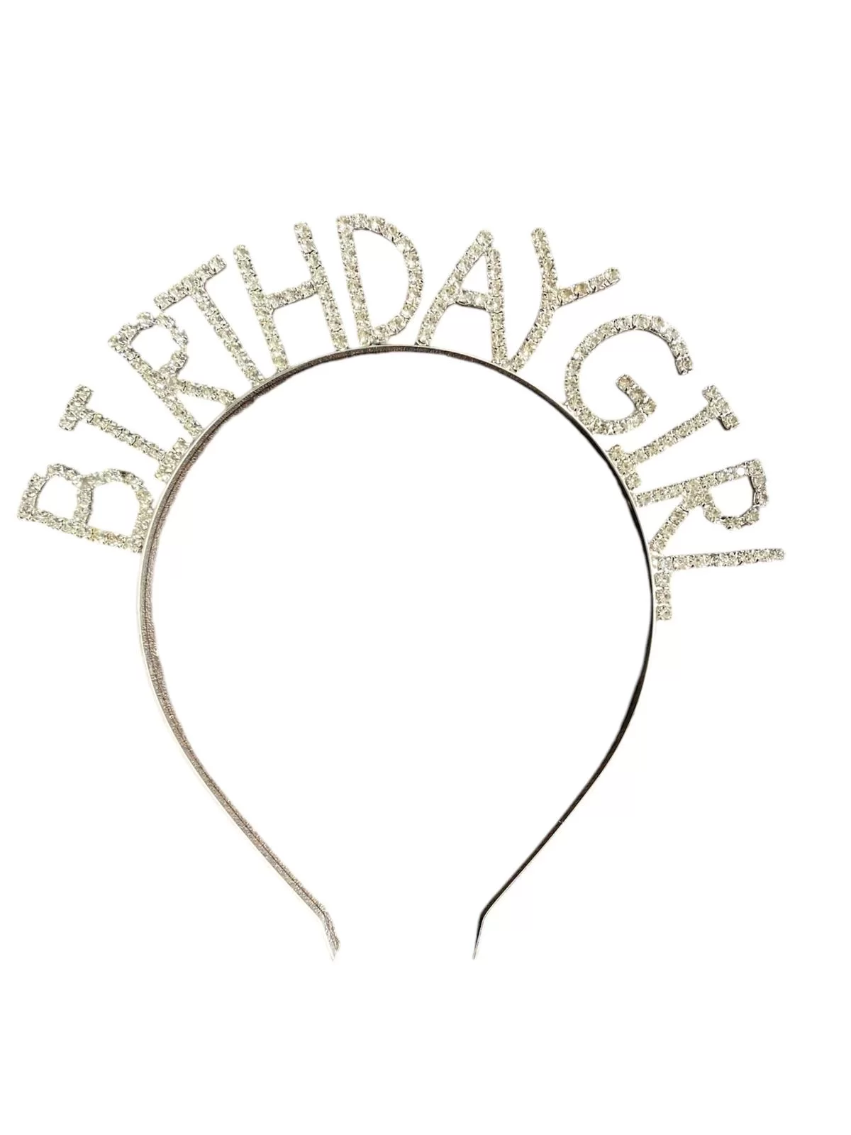 Taç Alt-Üst Metal Taşlı Bırthday Gırl Gümüş