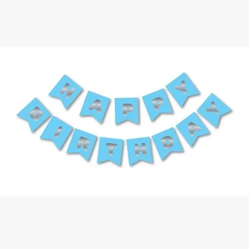 Banner Pc Happy Bırthday Maviye Gümüş