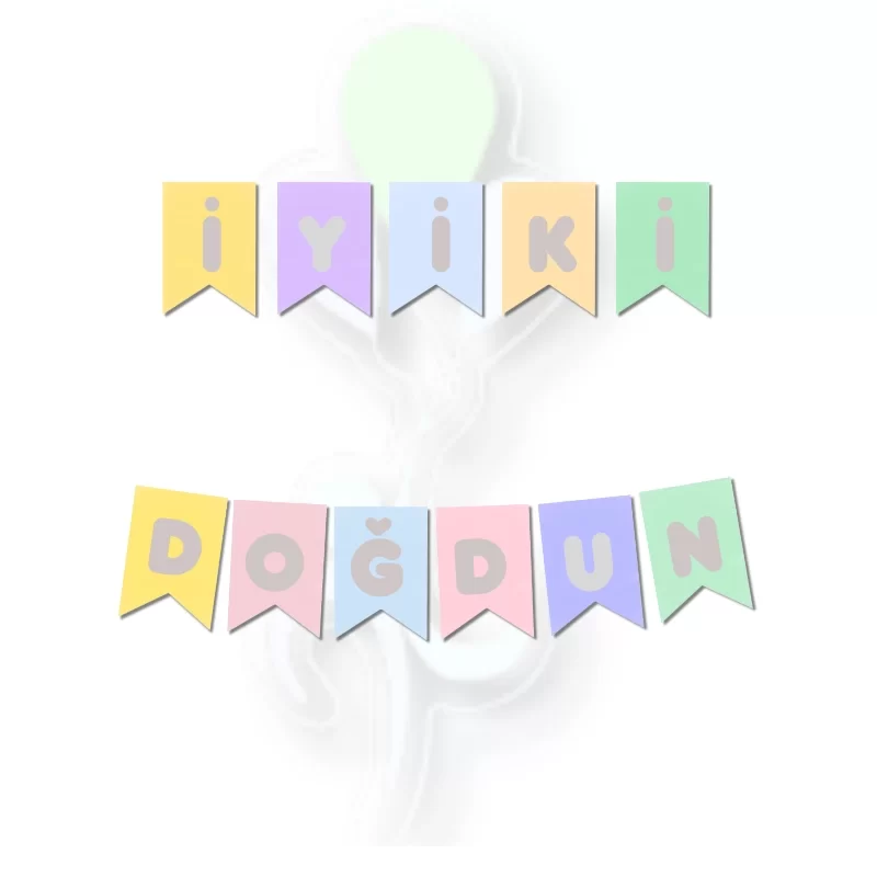 Banner İyi Ki Doğdun Makaron-Gümüş