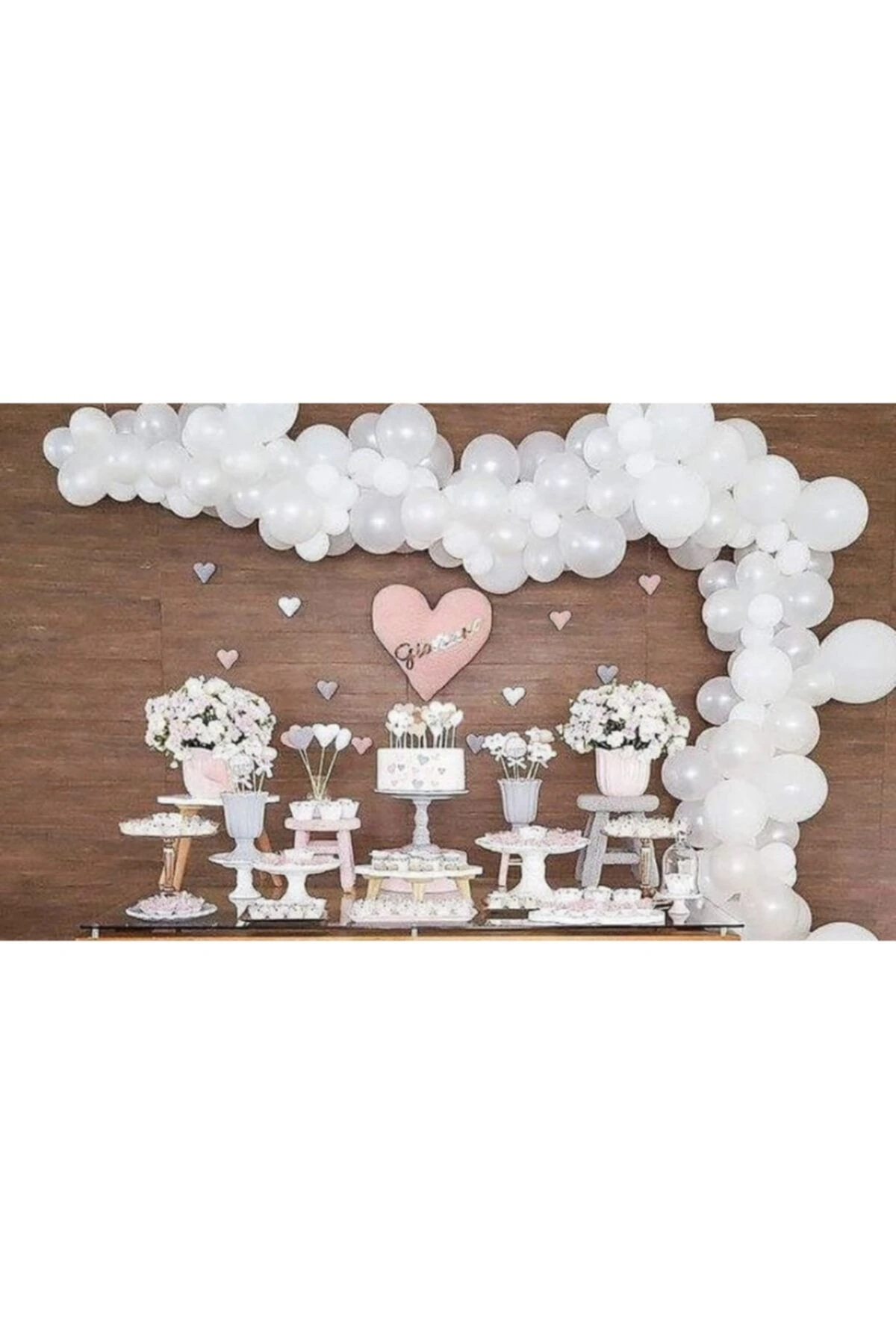 100 Adet Beyaz Balon Zinciri