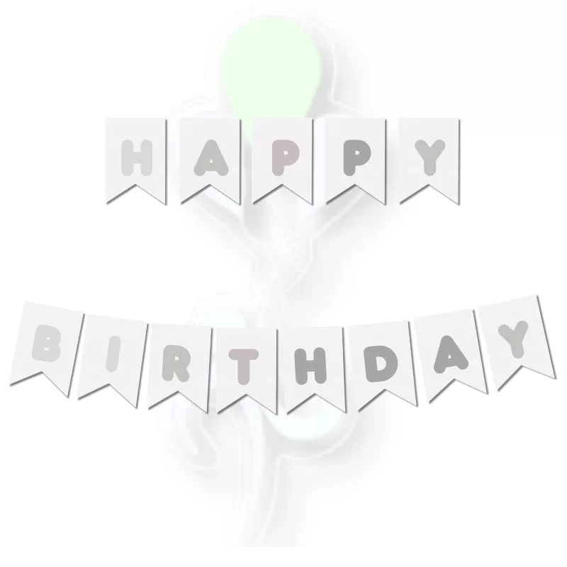 Banner Era Beyaz-Gümüş Happy Bırthday