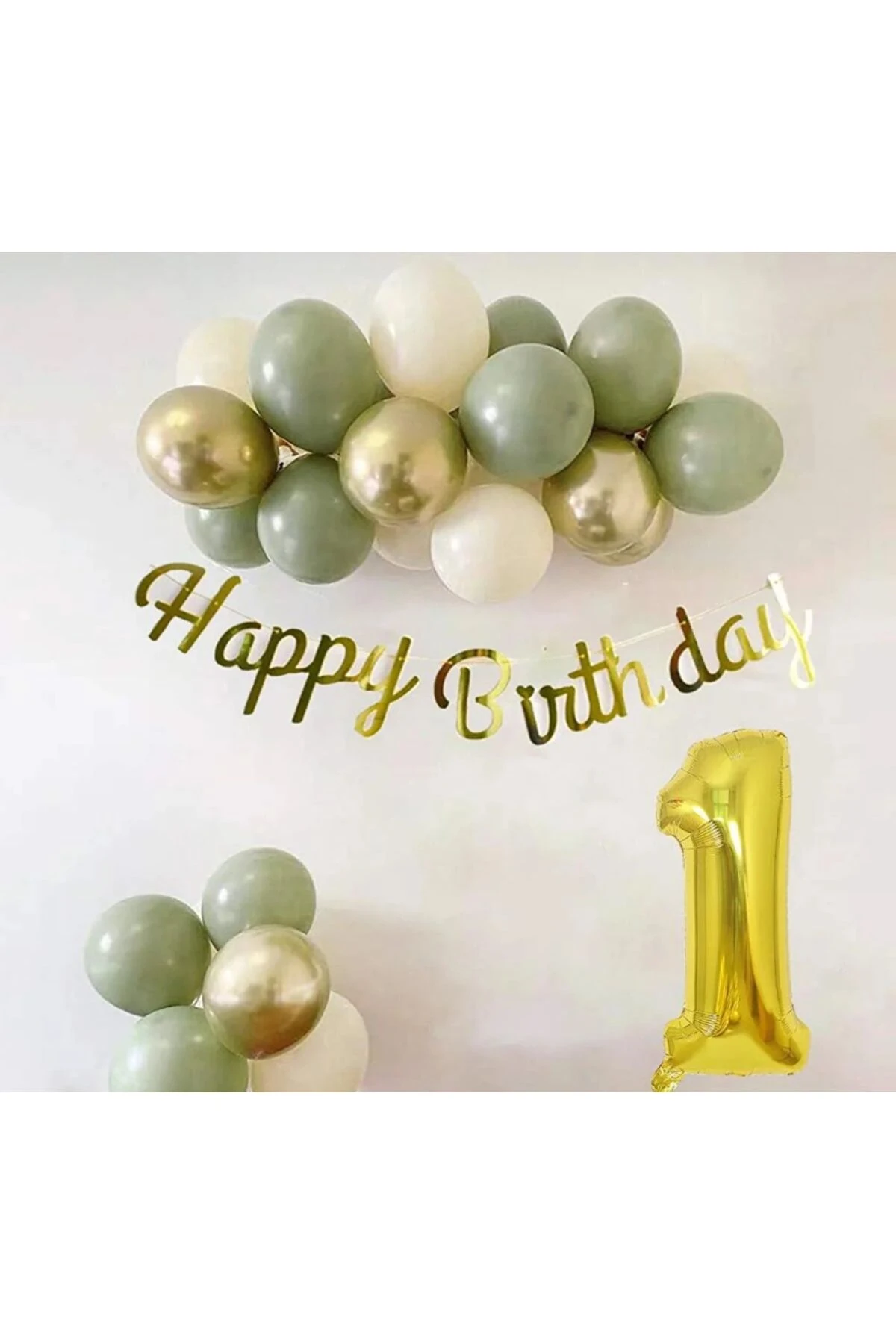 1 yaş küf yeşili deniz kumu krom gold balon seti