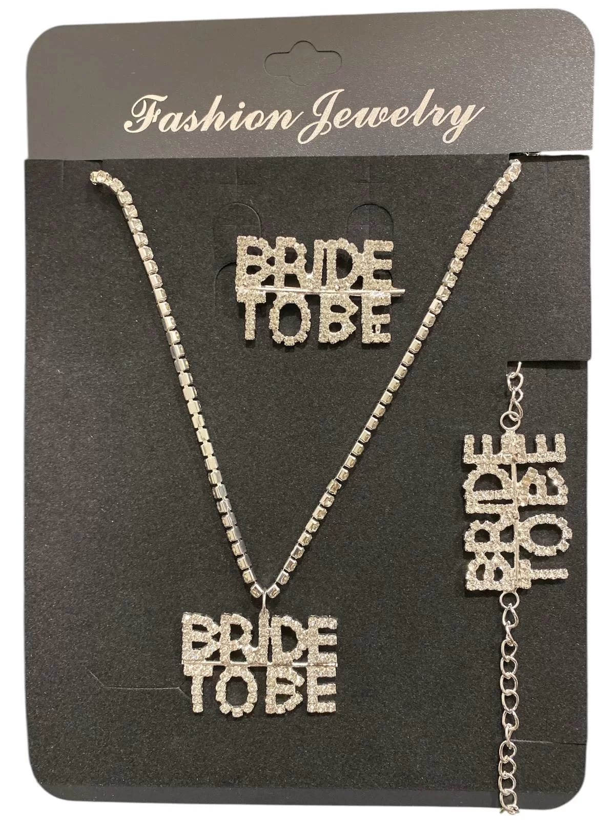 Set Kolye-Bileklik-Toka Taşlı Bride To Be Gümüş