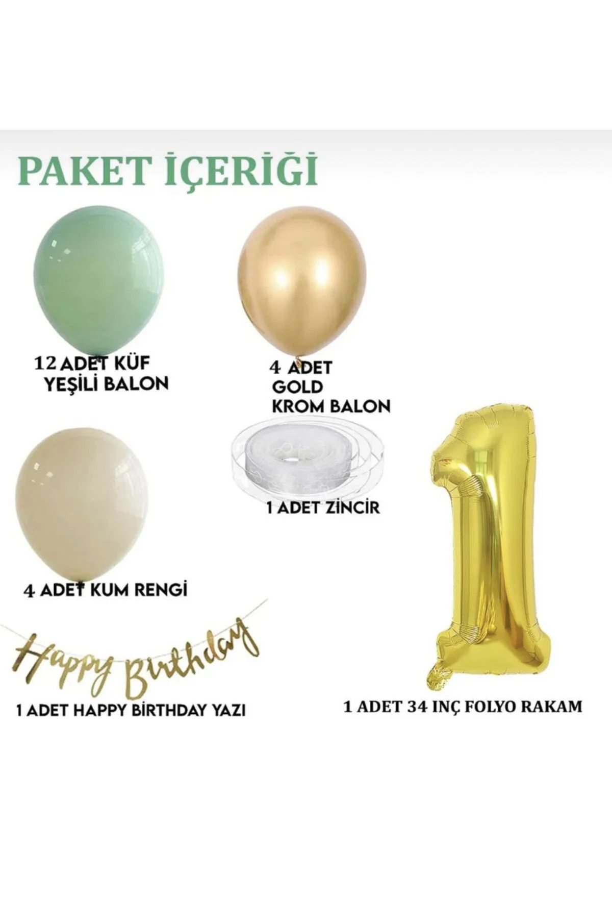 1 yaş küf yeşili denizkumu krom gold balonseti