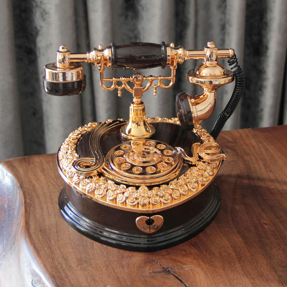 Nostaljik Telefon Müzik Kutusu Çekmeceli