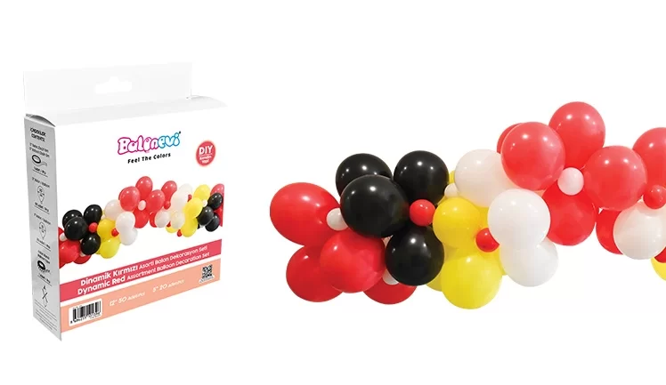 Balon Dekorasyon Seti Asorti 70'li Dinamik Kırmızı