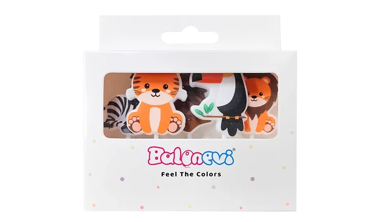 Balonevi SAFARİ HAYVANLAR ŞEKİLLİ MUM 5'Lİ