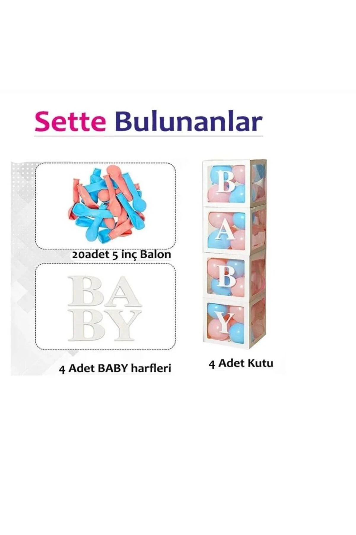 Cinsiyet Belirleme Parti Seti; Baby Kutu, Banner, Folyo Balon