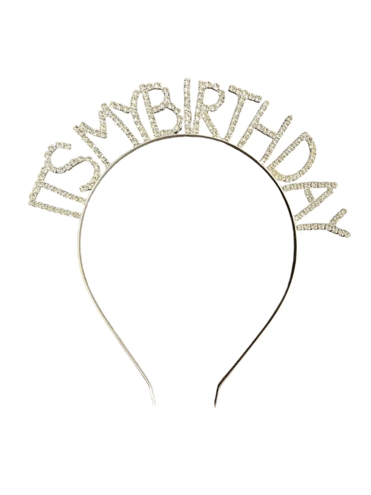 Taç Alt-Üst Metal Taşlı Its My Bırthday Gümüş