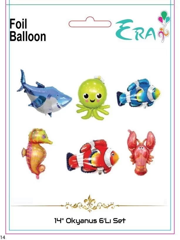Folyo Balon Era Çin 14" Okyanus 6'lı Set