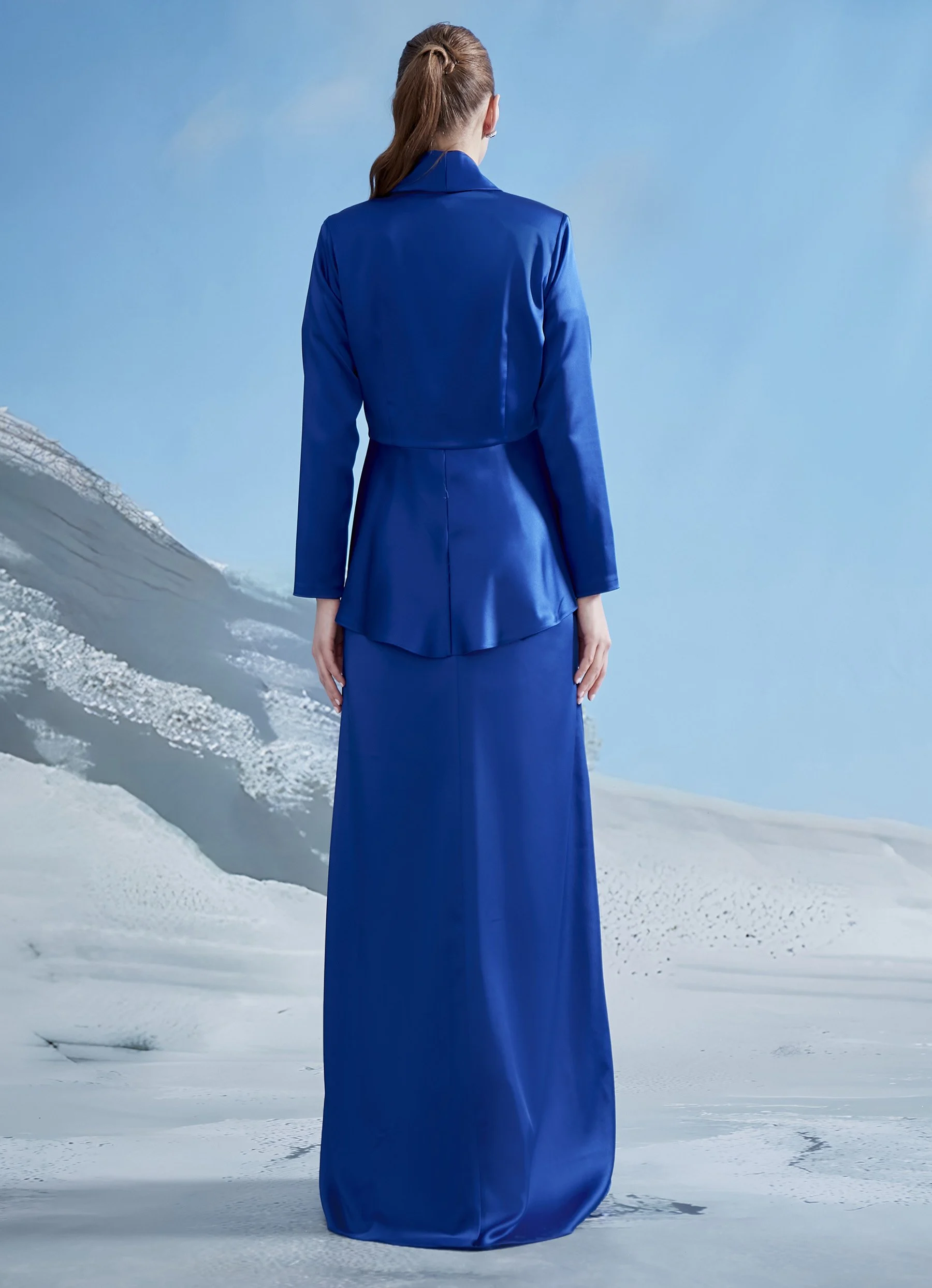 MAVİ KOLSUZ ELBİSE CEPKEN TAKIM