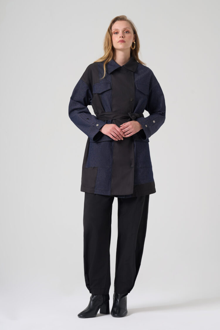 SİYAH GARNİLİ DENİM CEKET