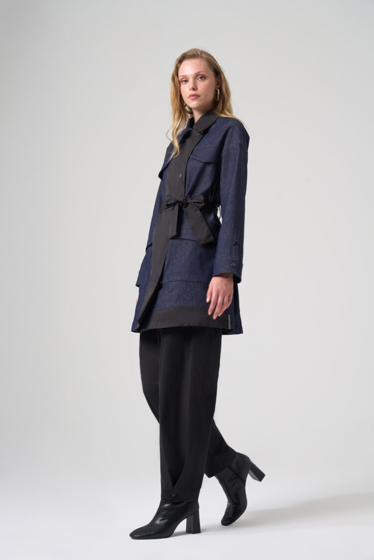 SİYAH GARNİLİ DENİM CEKET