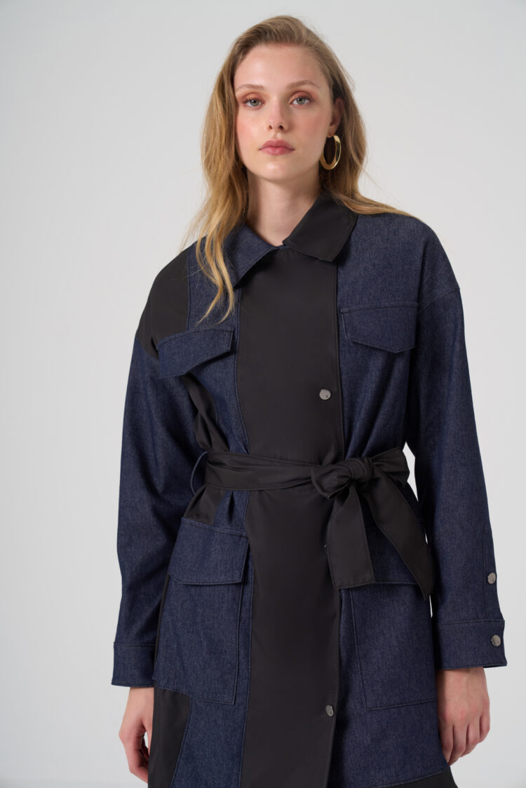 SİYAH GARNİLİ DENİM CEKET