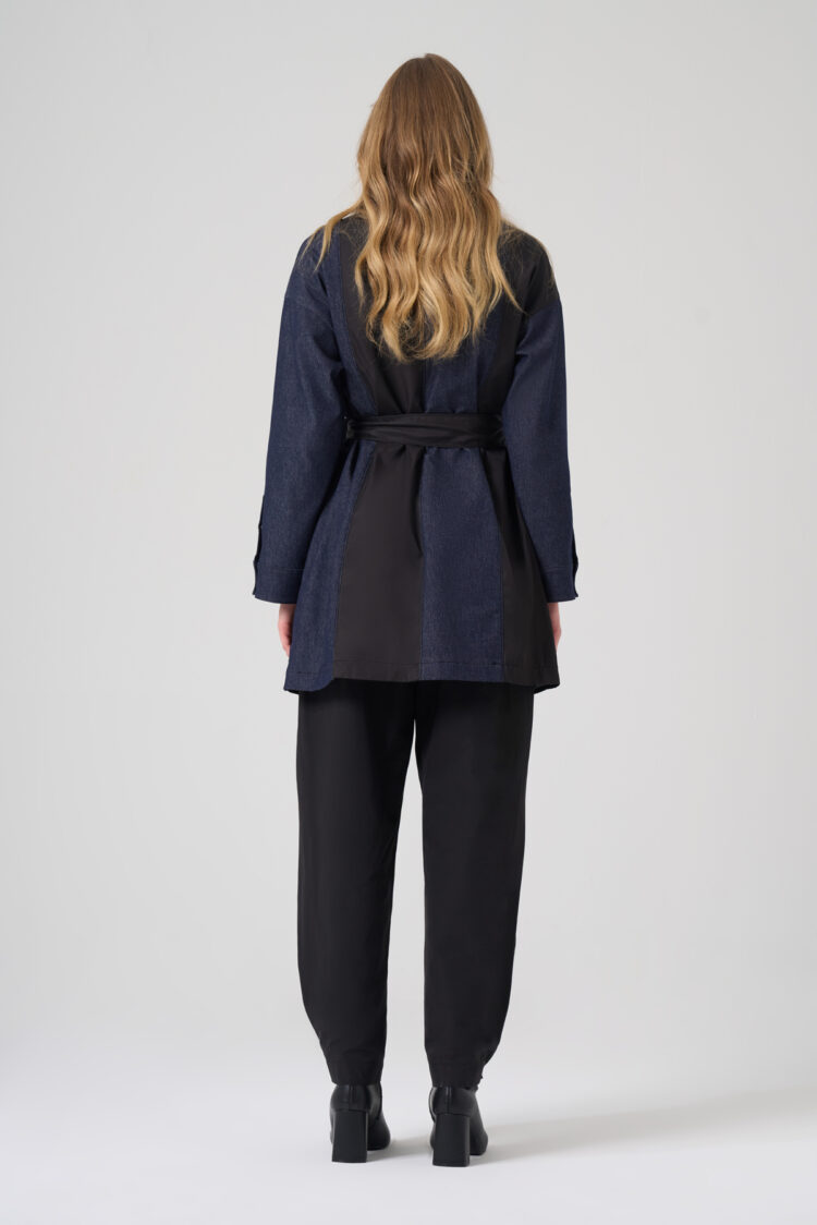 SİYAH GARNİLİ DENİM CEKET