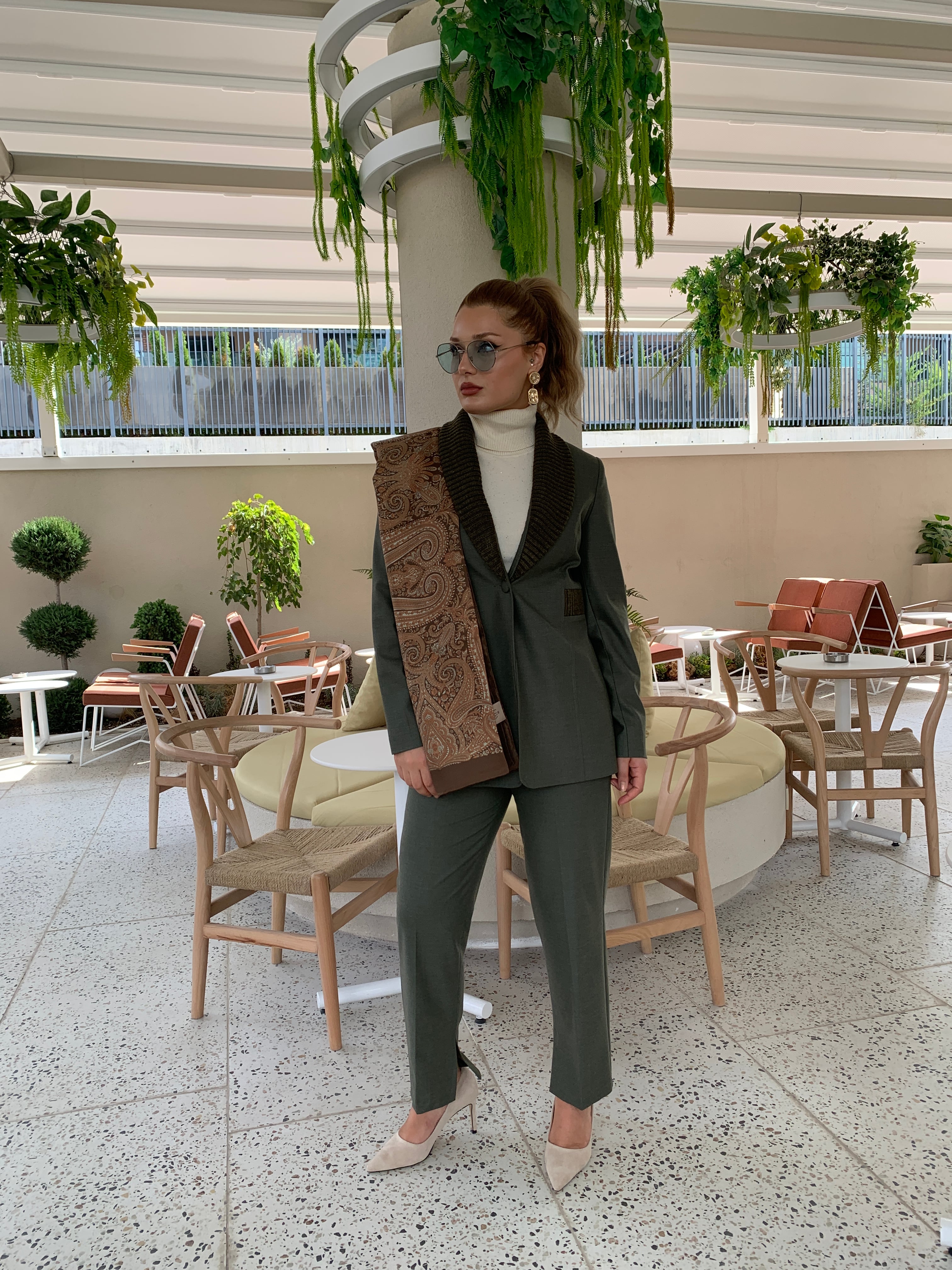 HAKİ TRİKO DETAYLI BLAZER CEKET