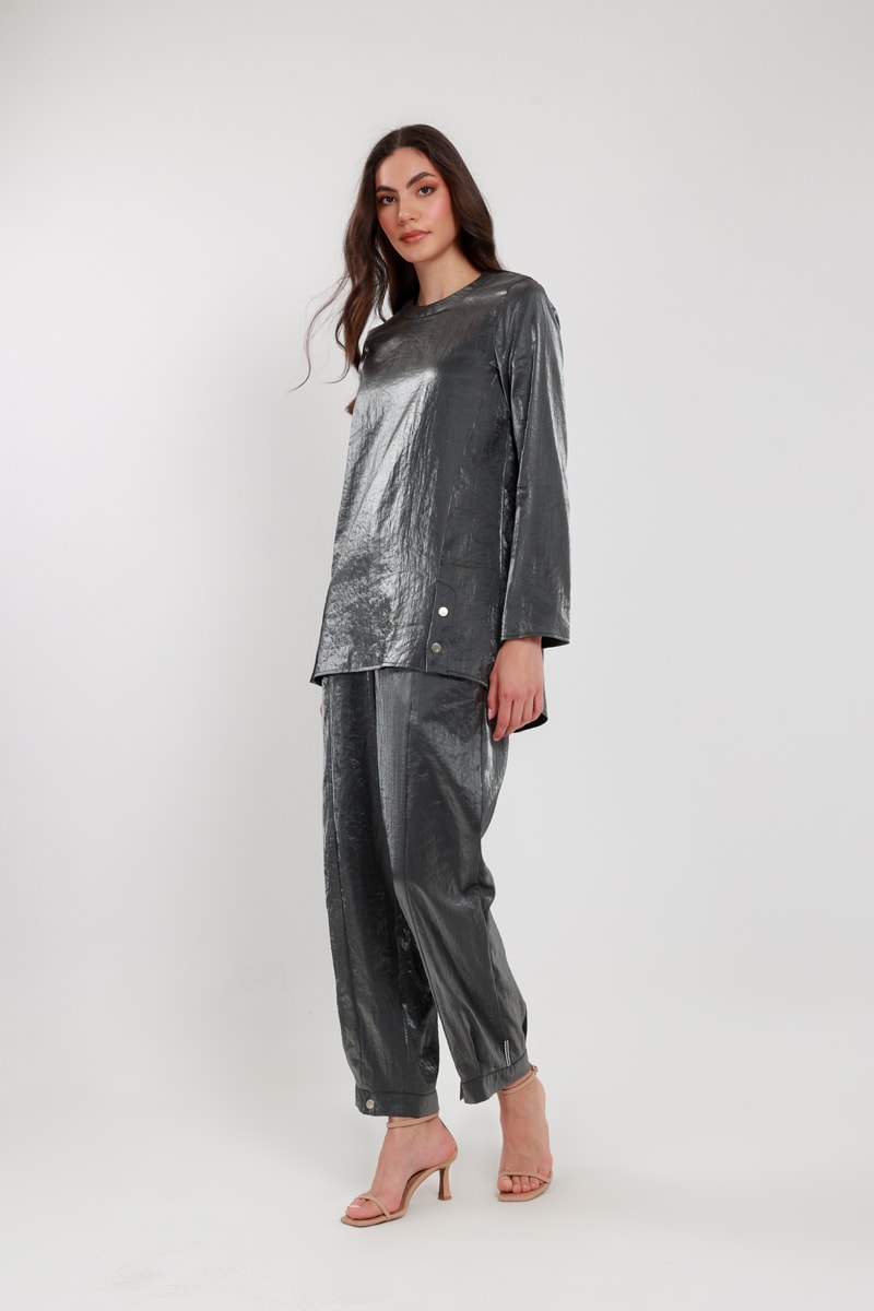 PAÇA DETAYLI ANTRASİT RENK PANTOLON