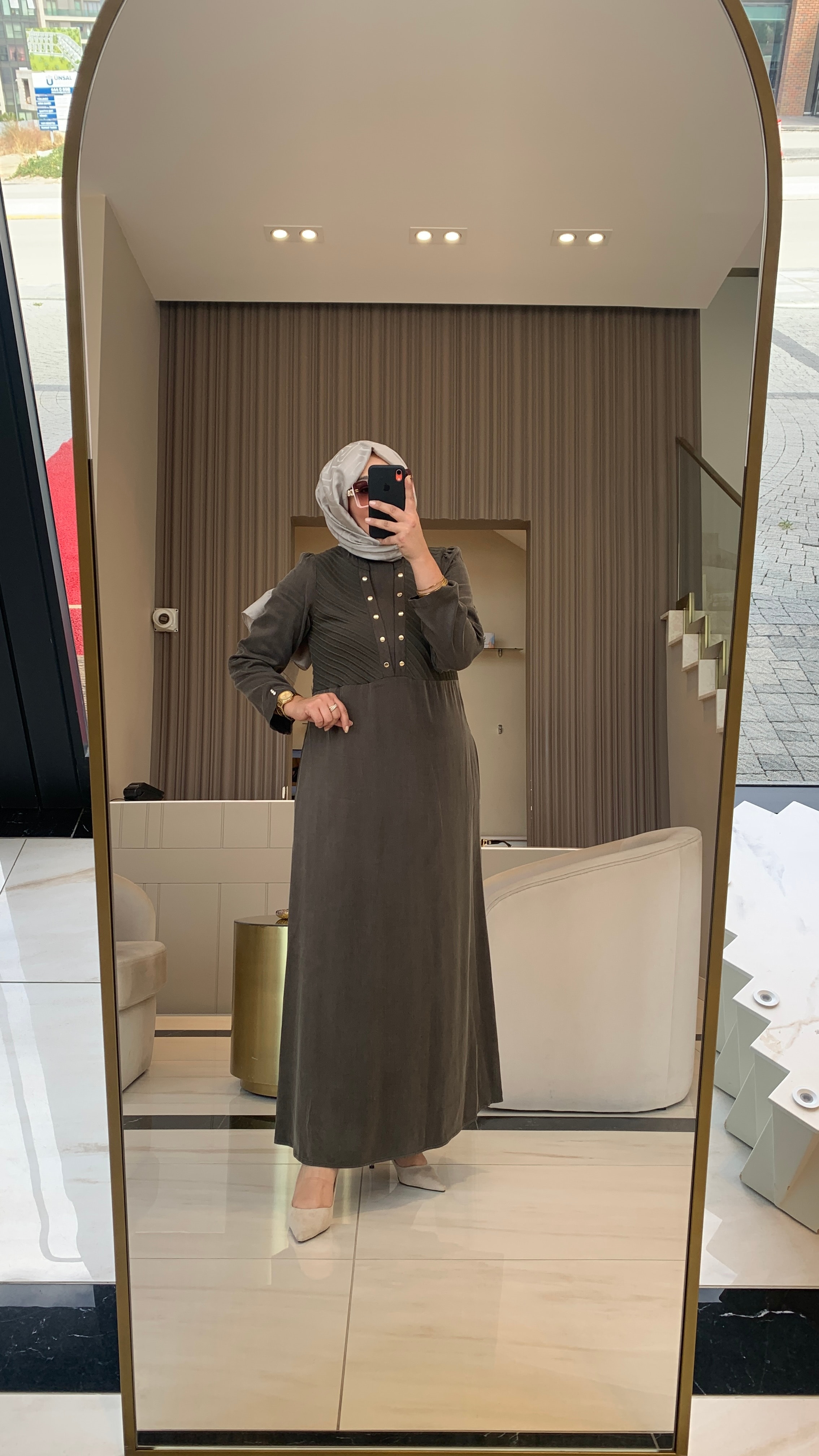 CUPRO İPEK HAKİ ELBİSE