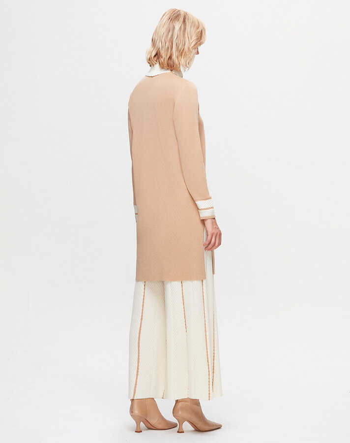 MİSS DALİDA YAKASI VE BİLEĞİ ÖRGÜ TEKNİKLİ UZUN TUNİK