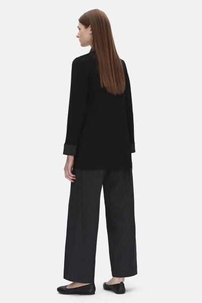 Denim Boru Paça Siyah Pantolon