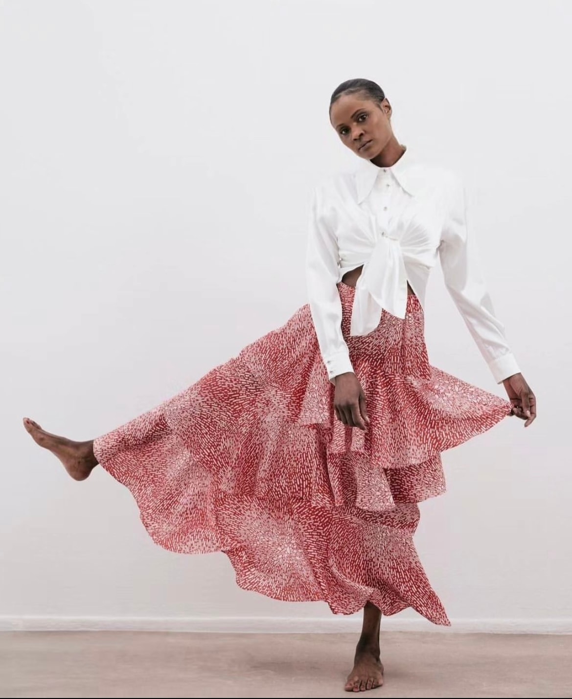 SATEN İPEK FIRFIRLI ETEK