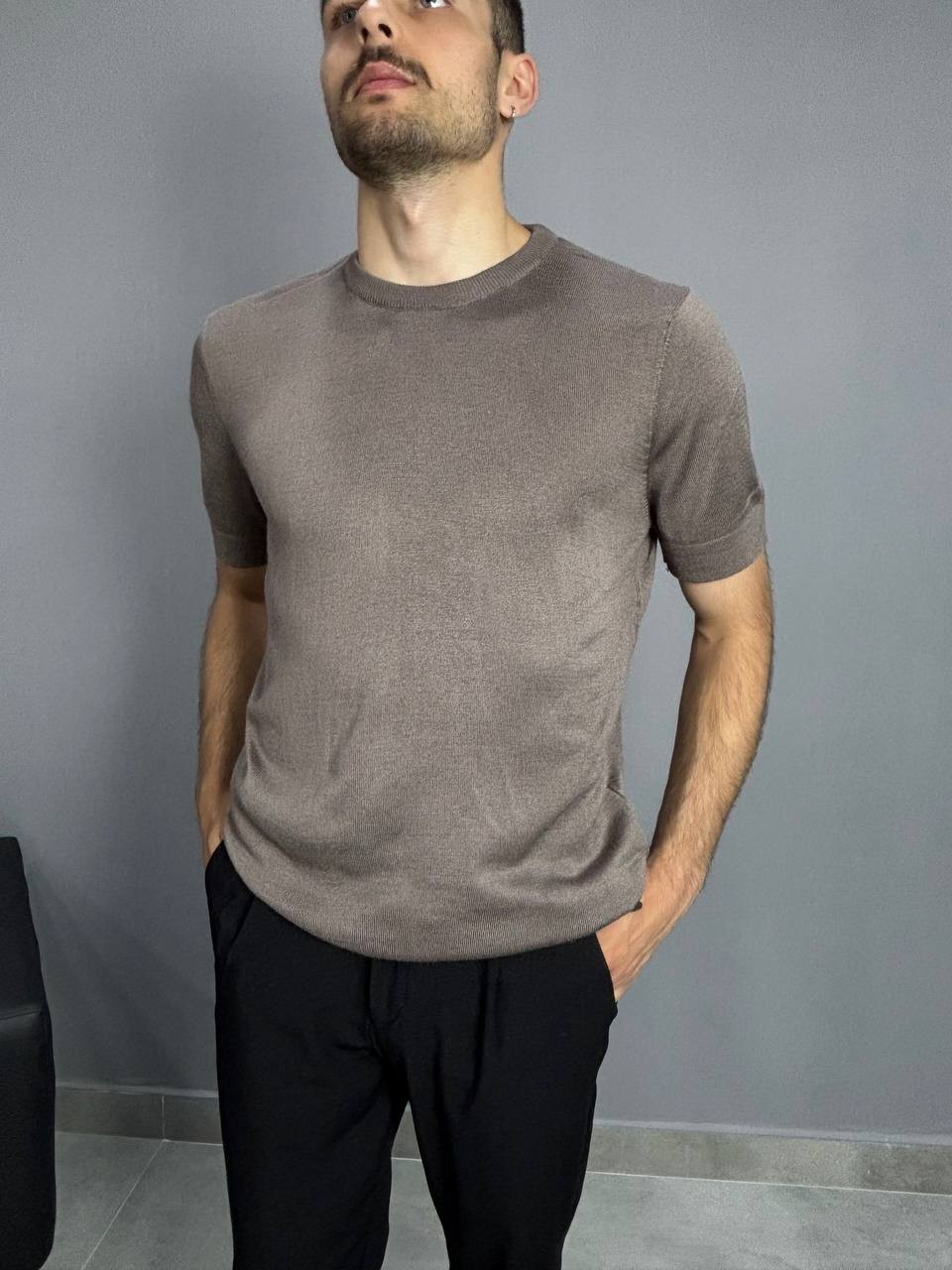 Vizon Bisiklet Yaka Triko T-Shirt