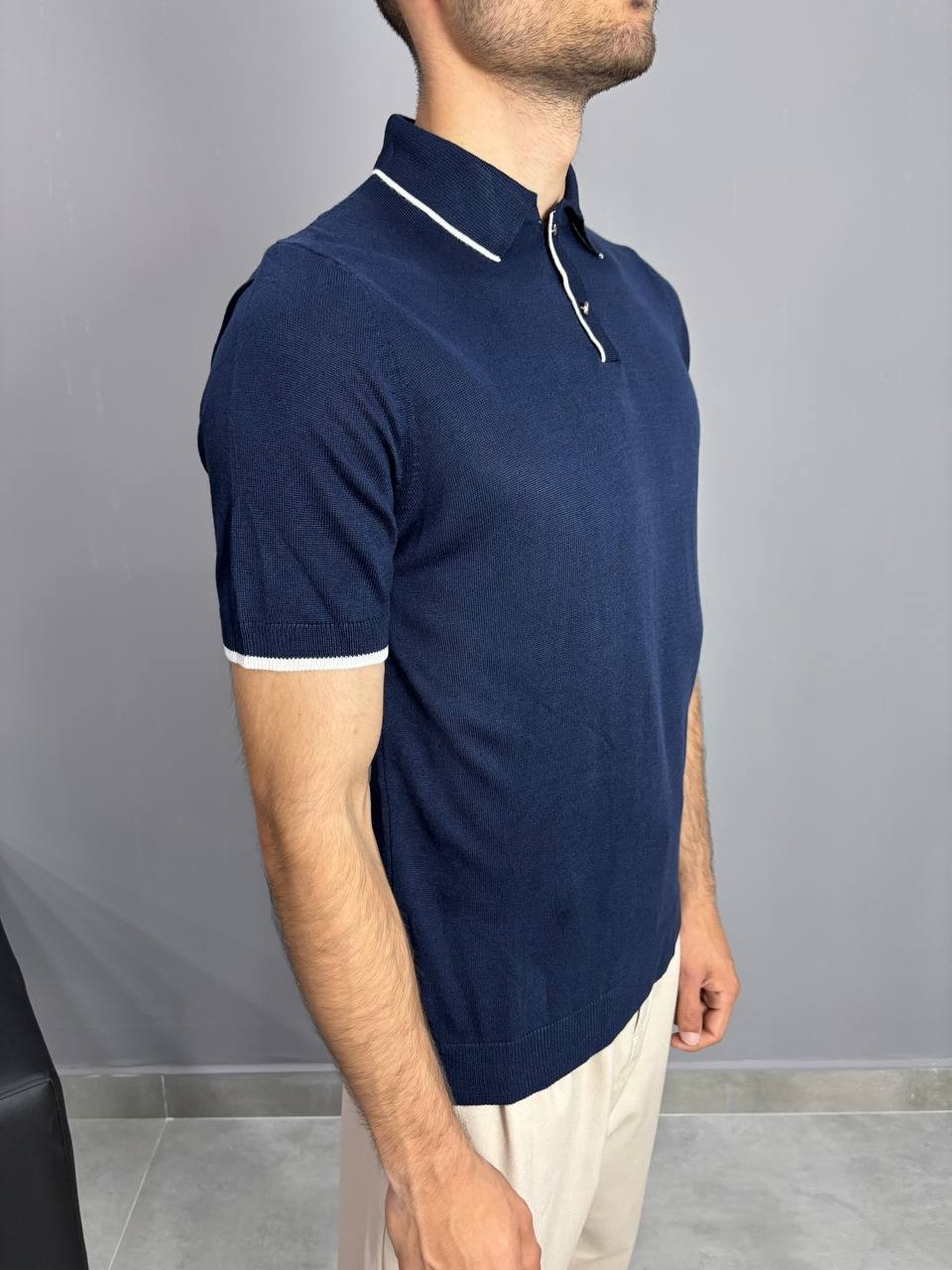 Polo Yaka Lacivert Triko T-Shirt