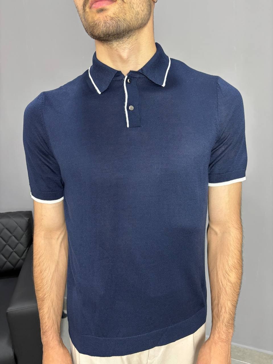 Polo Yaka Lacivert Triko T-Shirt