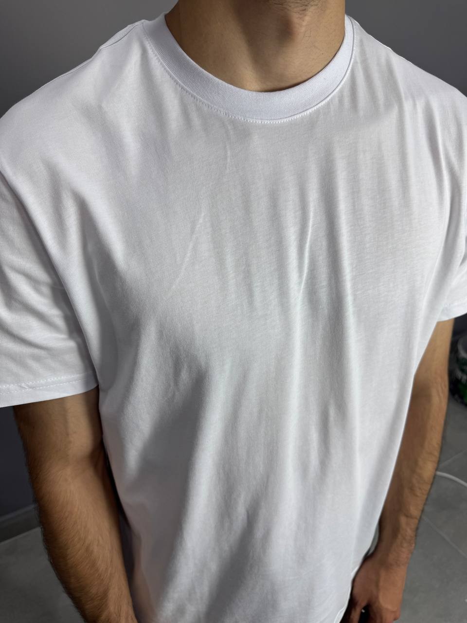 Bisiklet Yaka Beyaz Basic T-Shirt