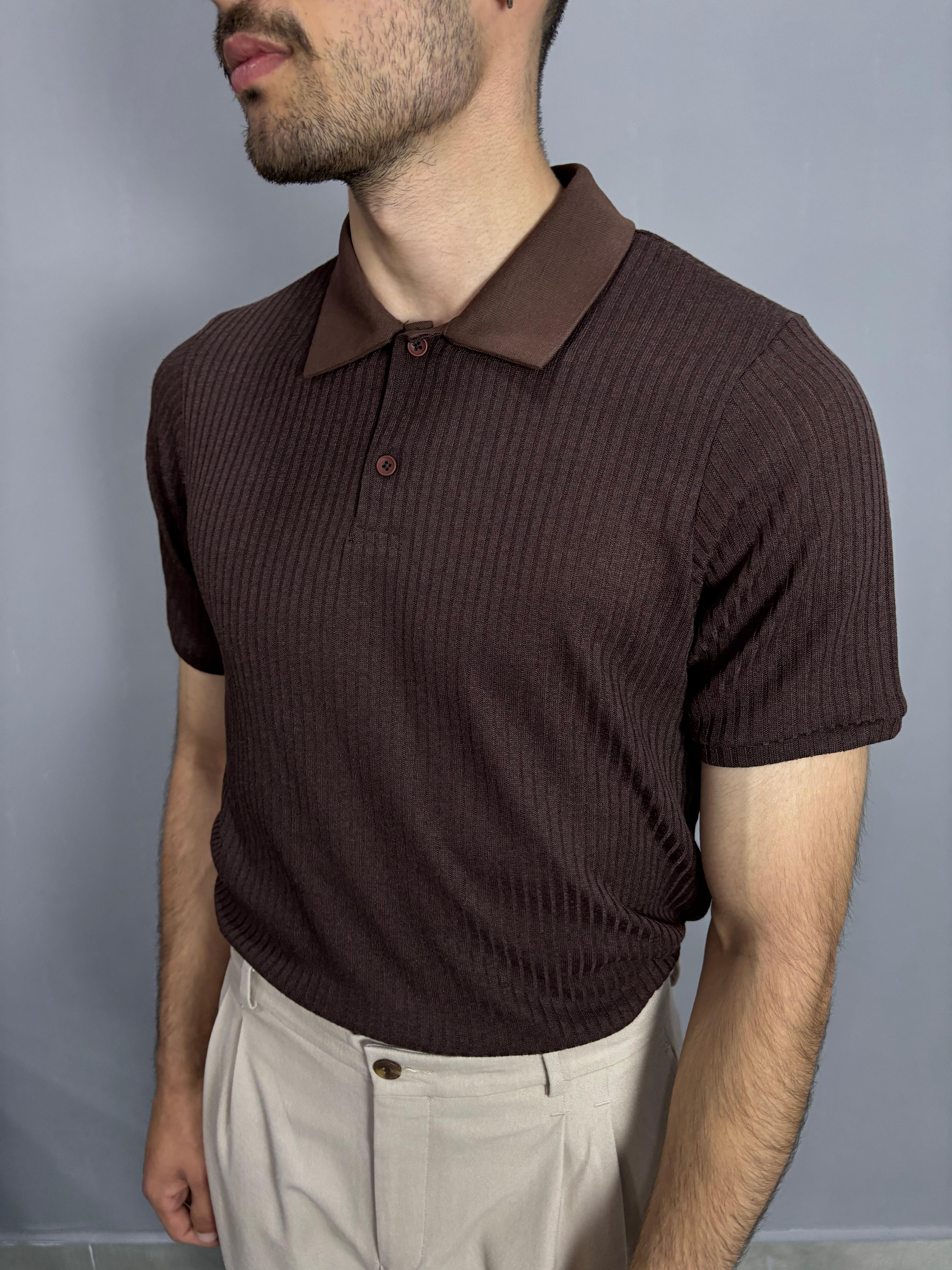 Kahverengi Triko Polo Yaka