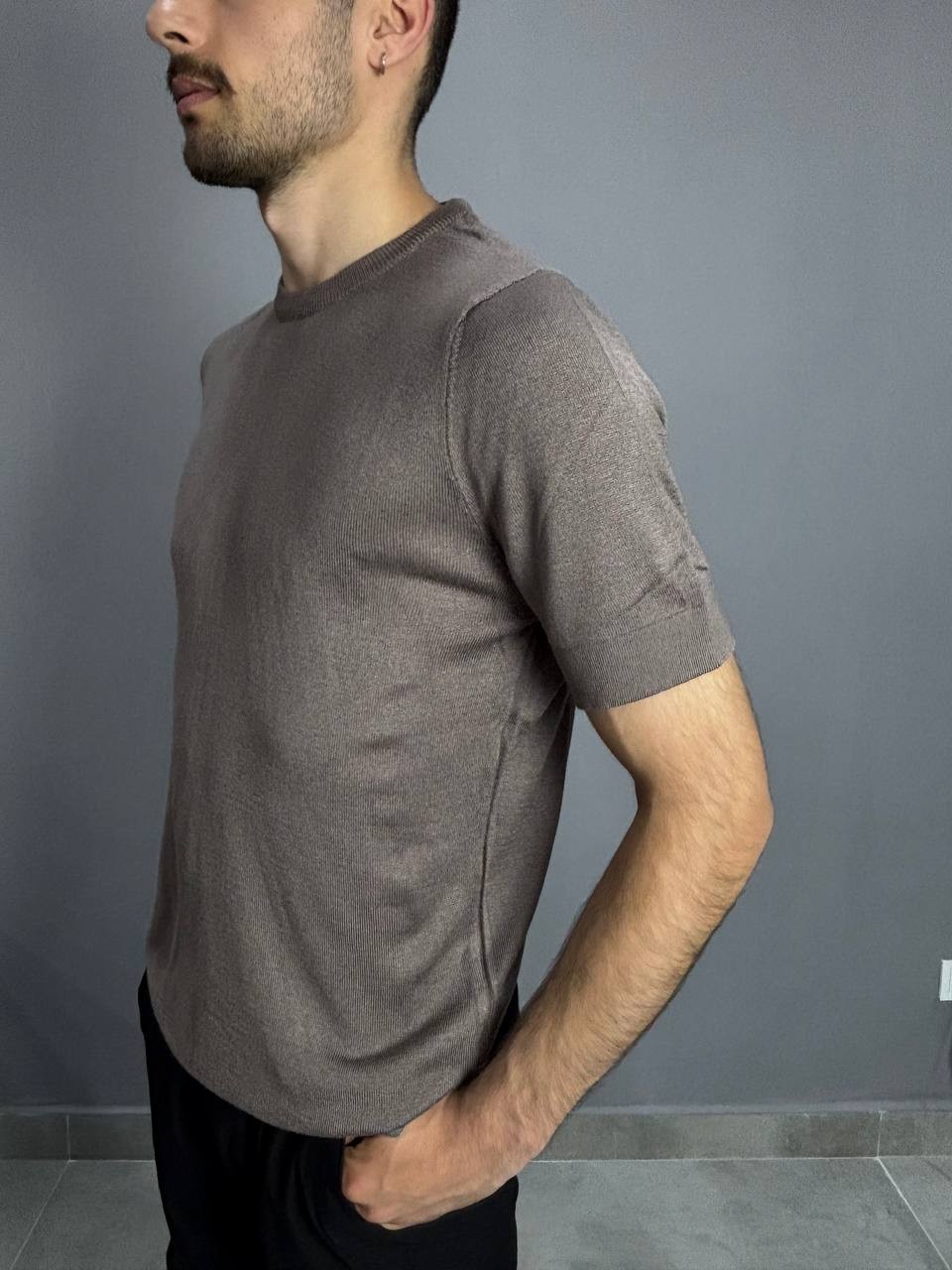 Vizon Bisiklet Yaka Triko T-Shirt