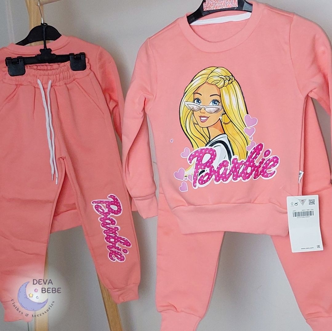 Kız Çocuk Kışlık Barbie Takım Açık Pembe