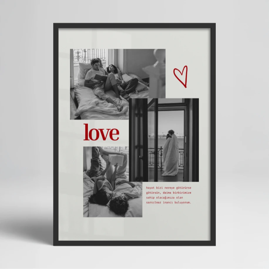 Aşk Temalı Çerçeveli Poster