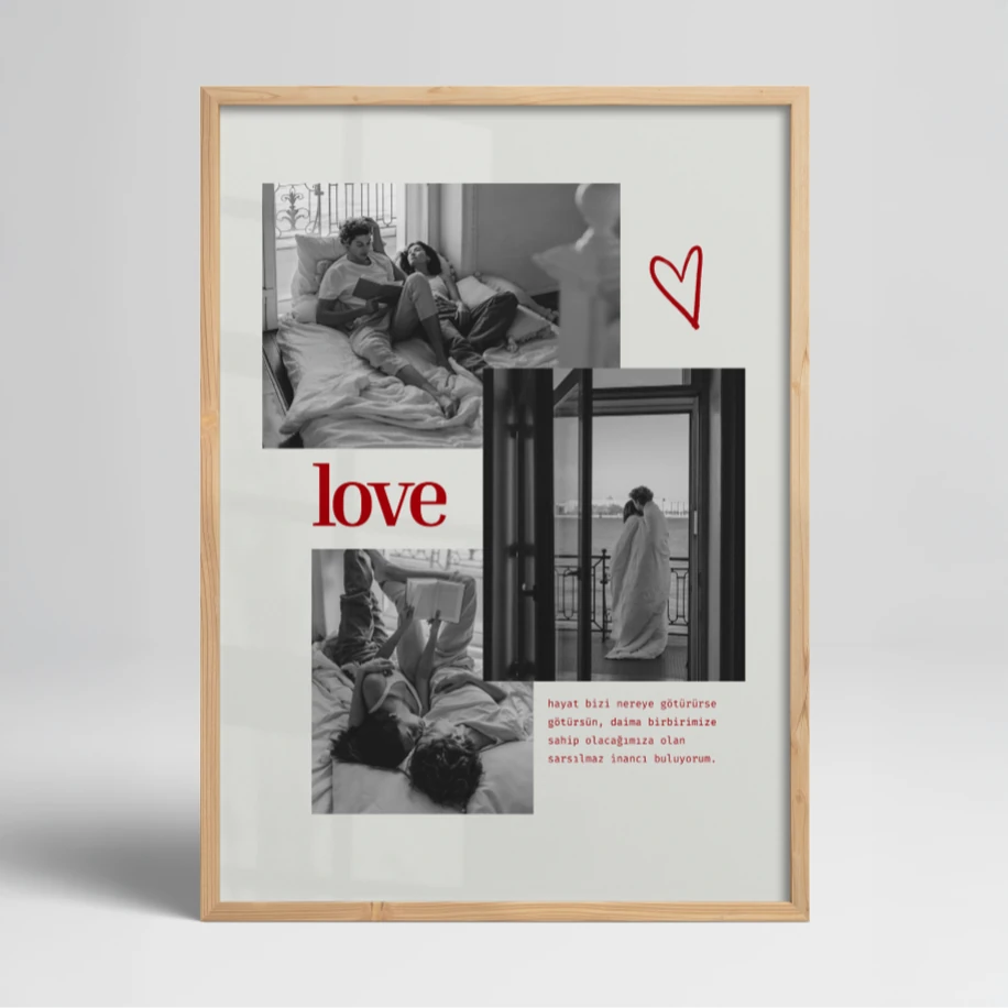 Aşk Temalı Çerçeveli Poster