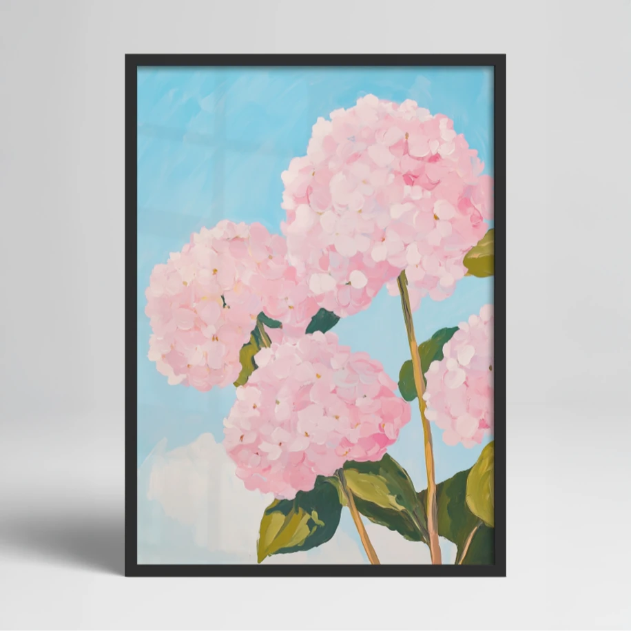 Pembe Ortanca Çiçek Tablosu