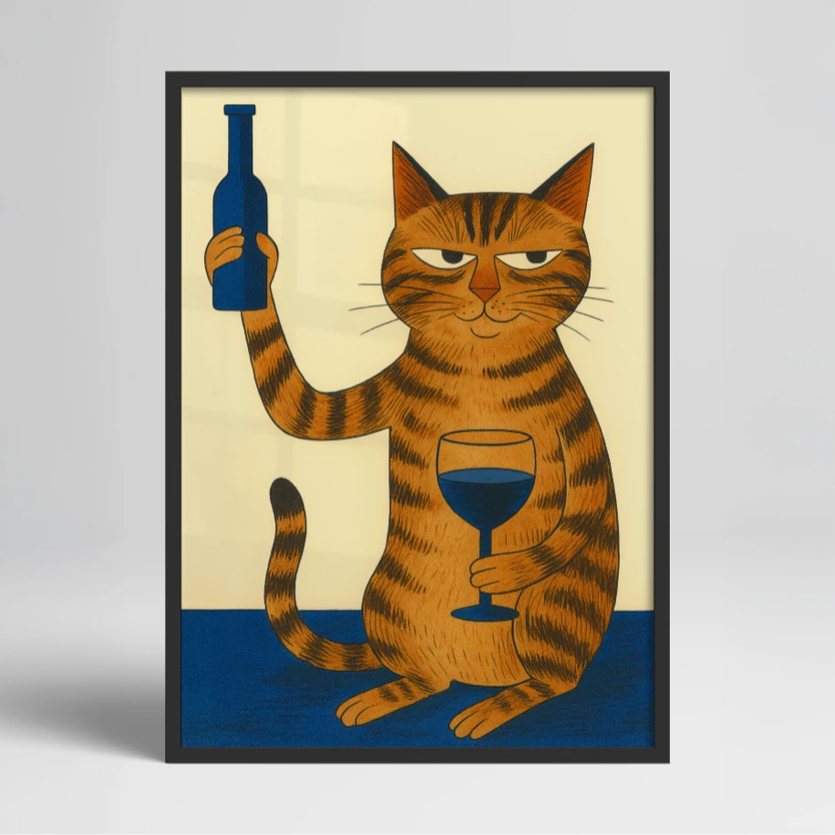 Kadehini Kaldıran Kedi Posteri