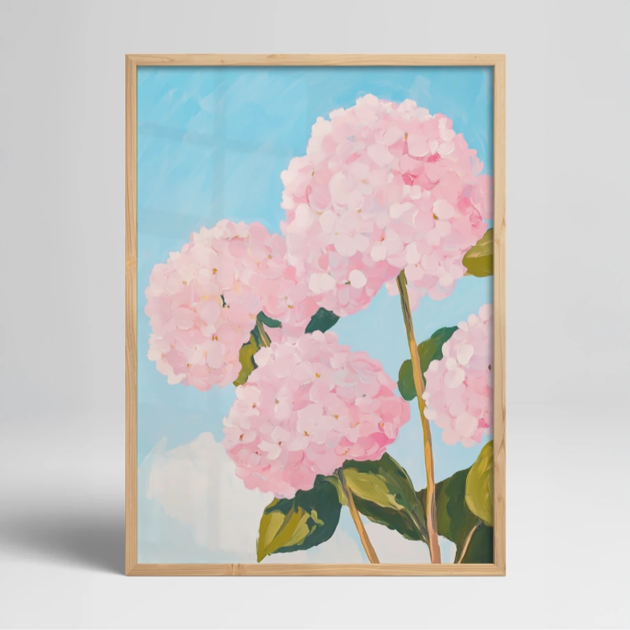 Pembe Ortanca Çiçek Tablosu