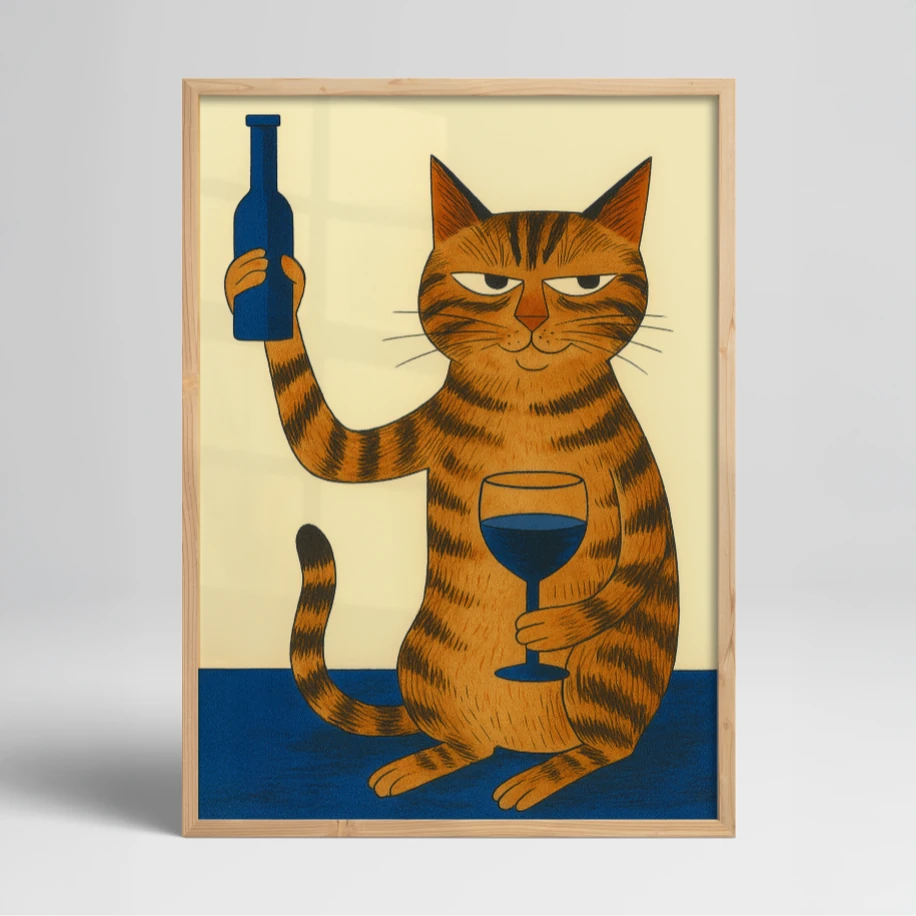 Kadehini Kaldıran Kedi Posteri