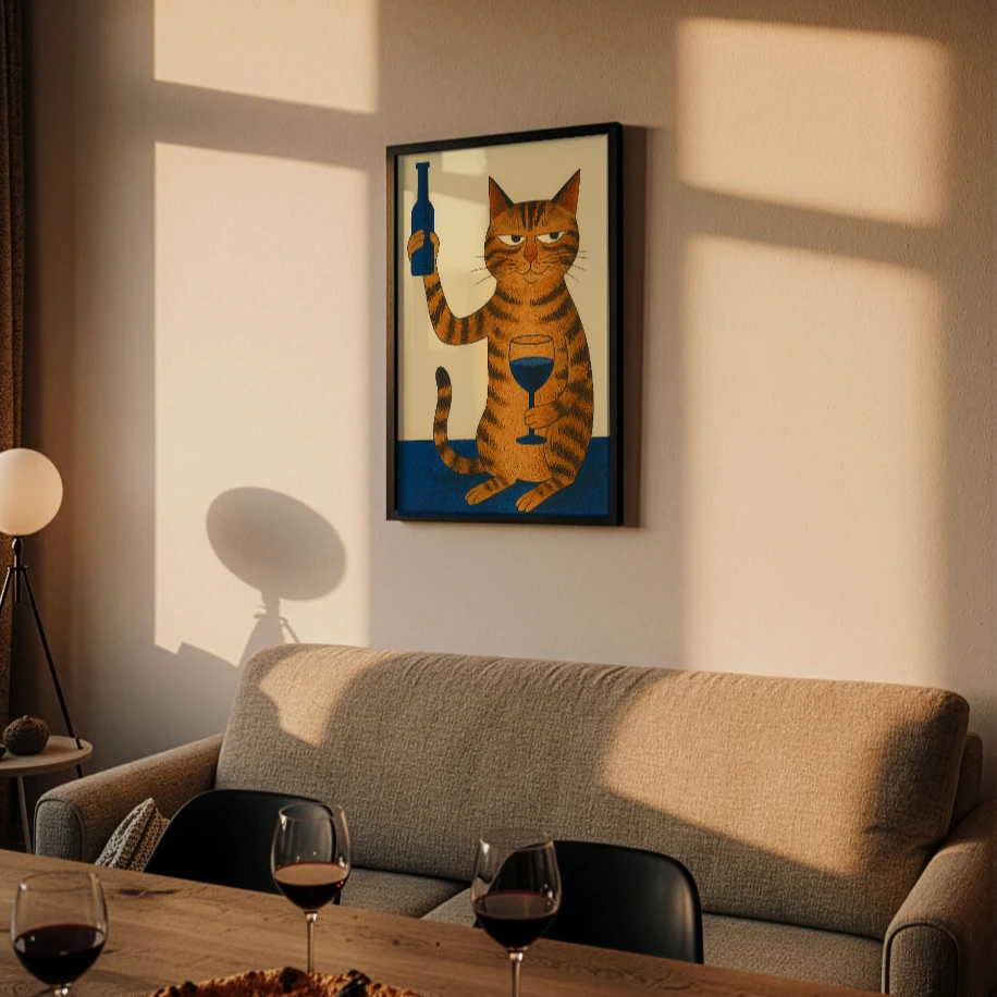 Kadehini Kaldıran Kedi Posteri