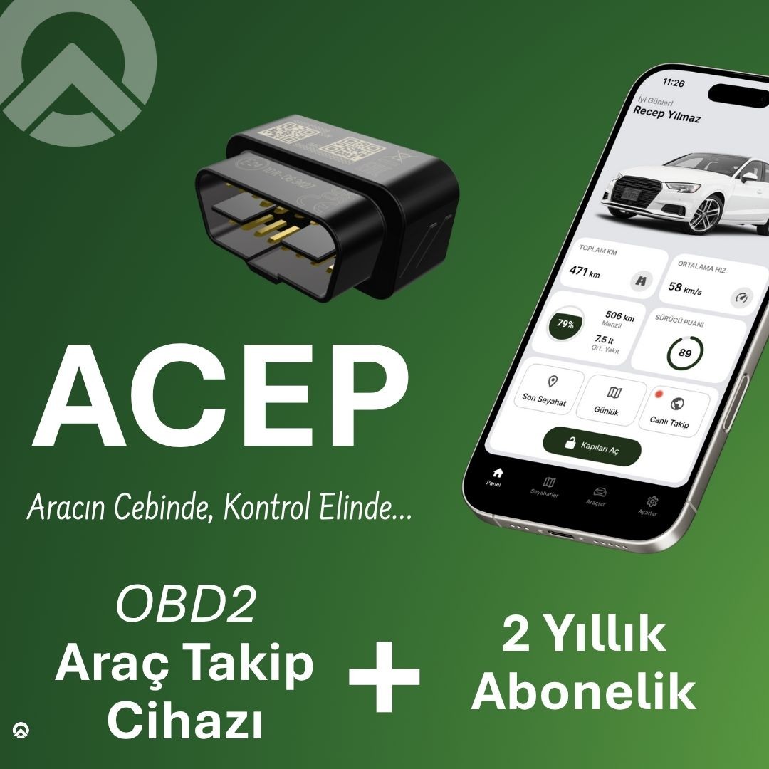 Acep Araç Takip Sistemi (OBD2) + 2 Yıllık Abonelik 