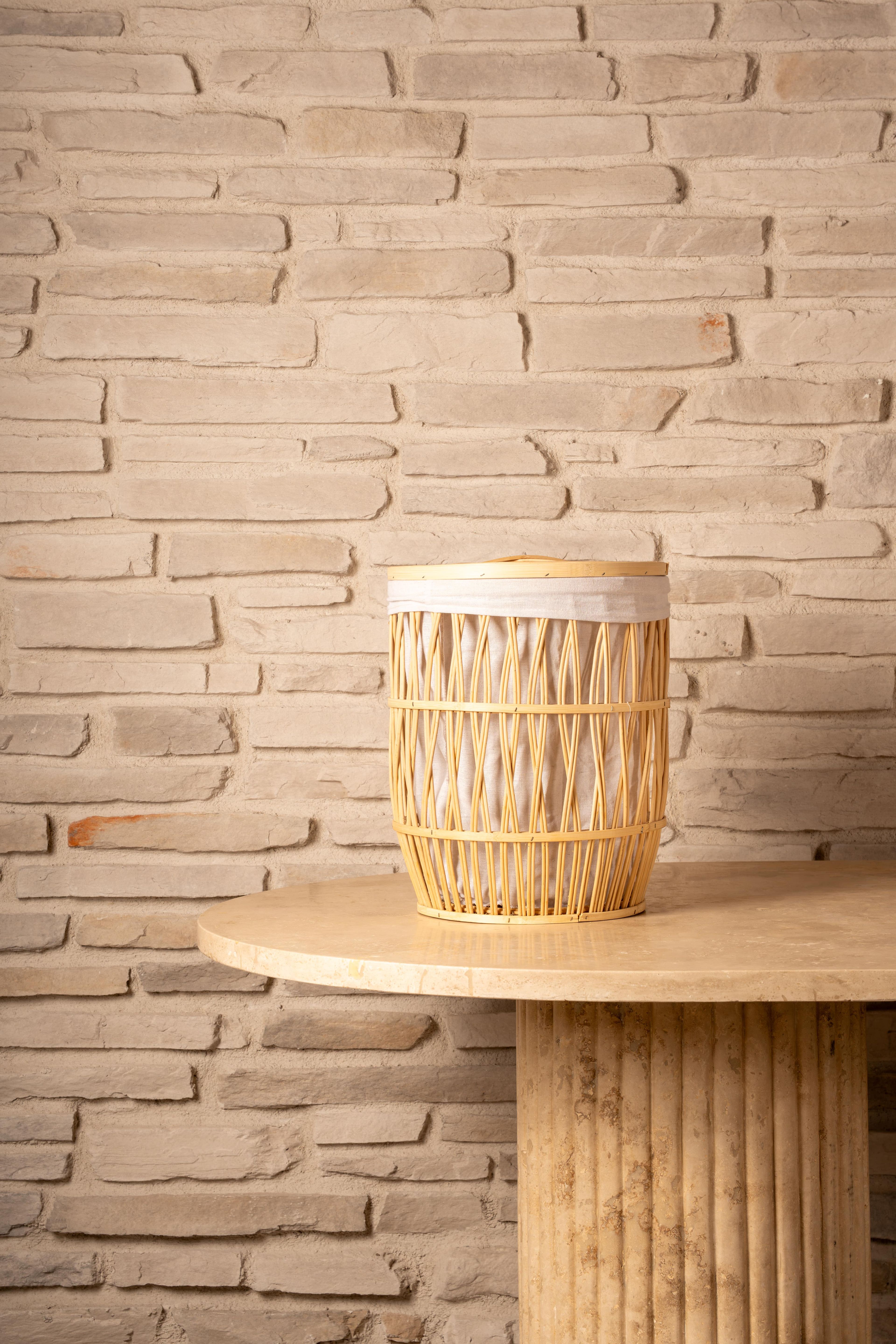Bambu Yuvarlak Çamaşır Sepeti Natural 