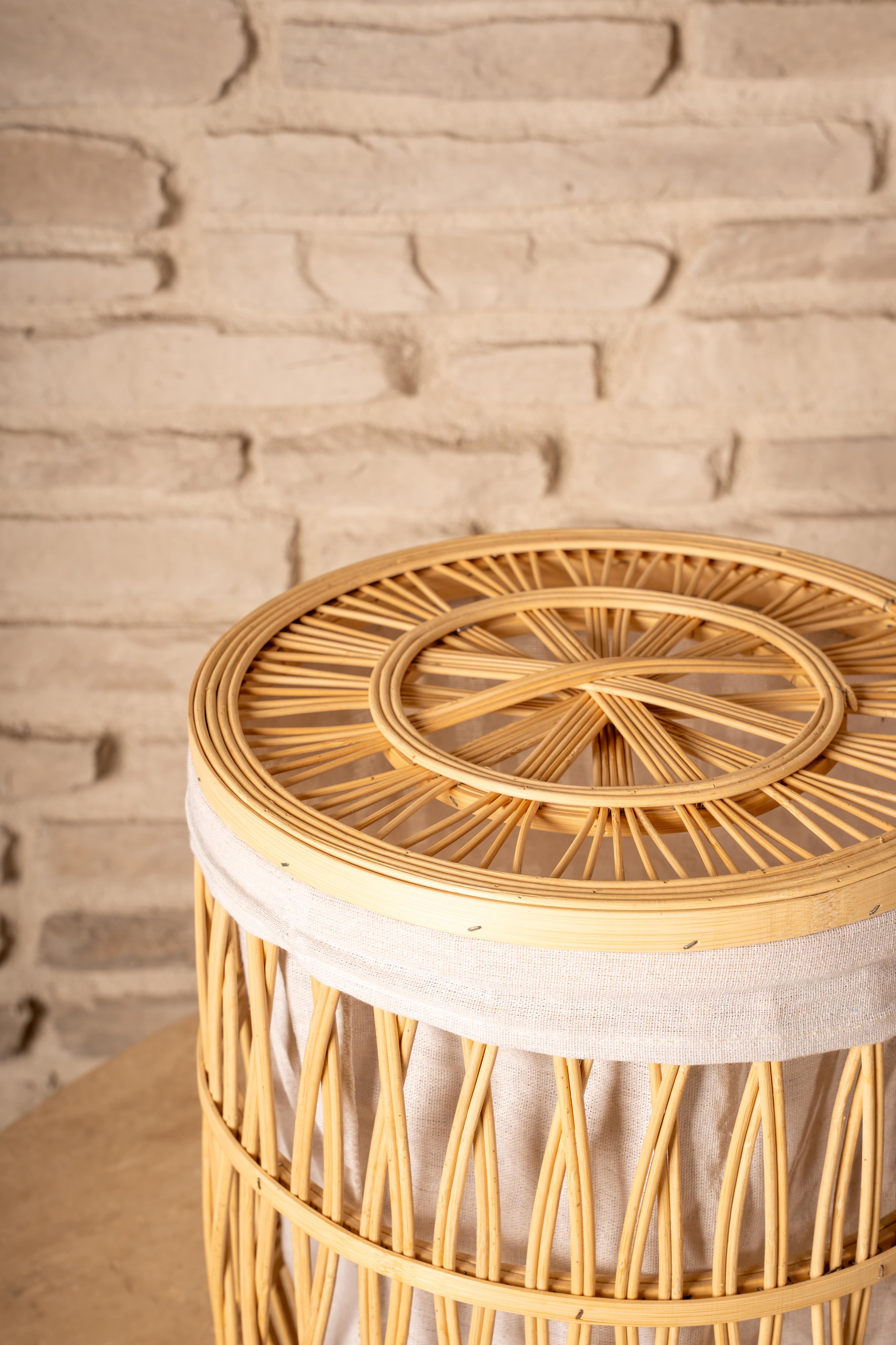 Bambu Yuvarlak Çamaşır Sepeti Natural 