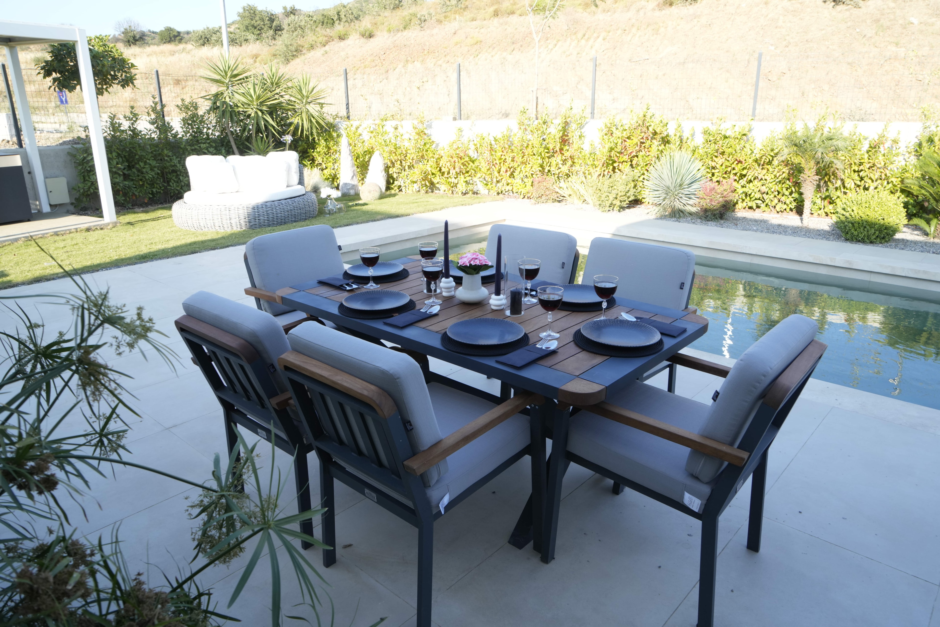 PORTORİKO MASA TAKIMI 90x160 ANTRASİT