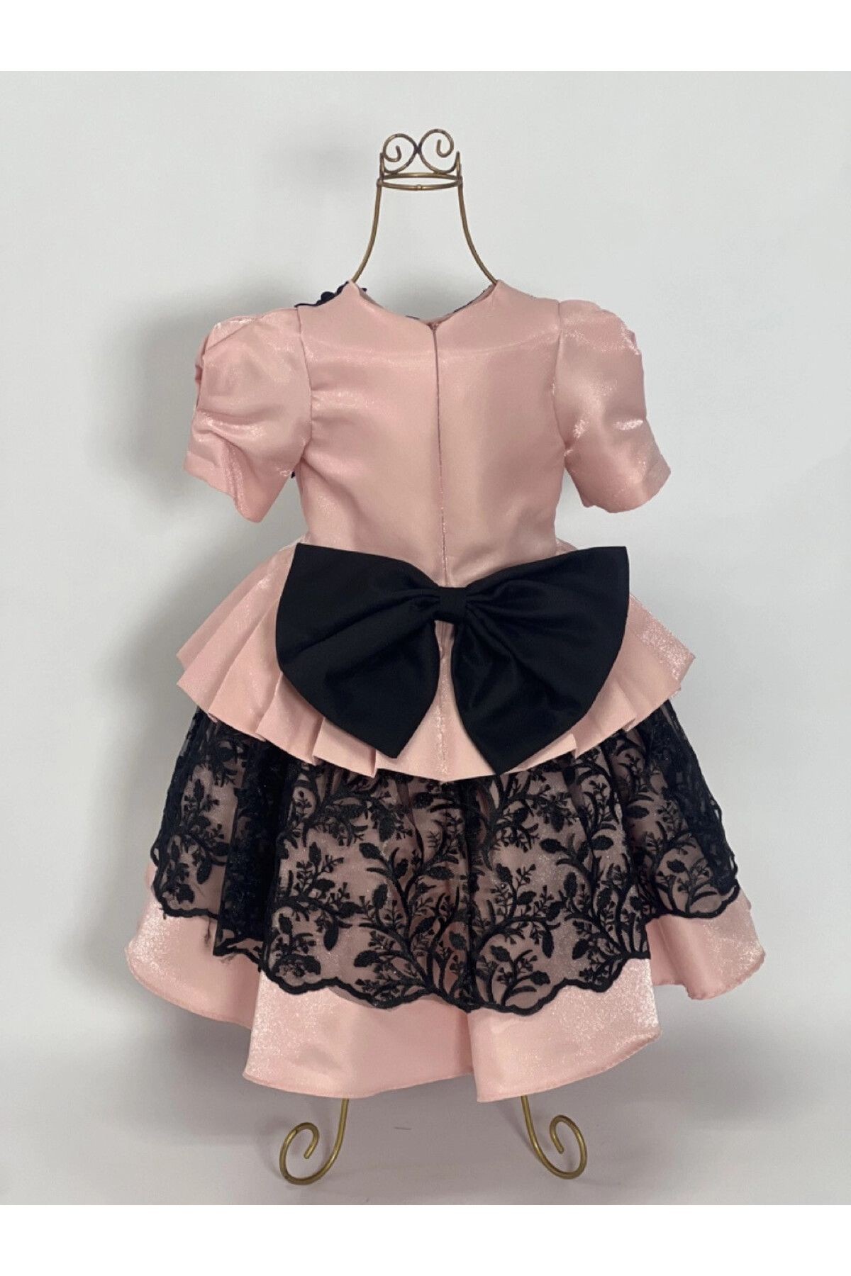 KIZ ÇOCUK PEMBE SİYAH KÜPÜRLÜ ELBİSE