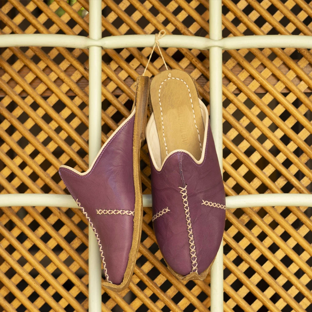 Saraçlı Burunlu Kadın Terlik - Mor