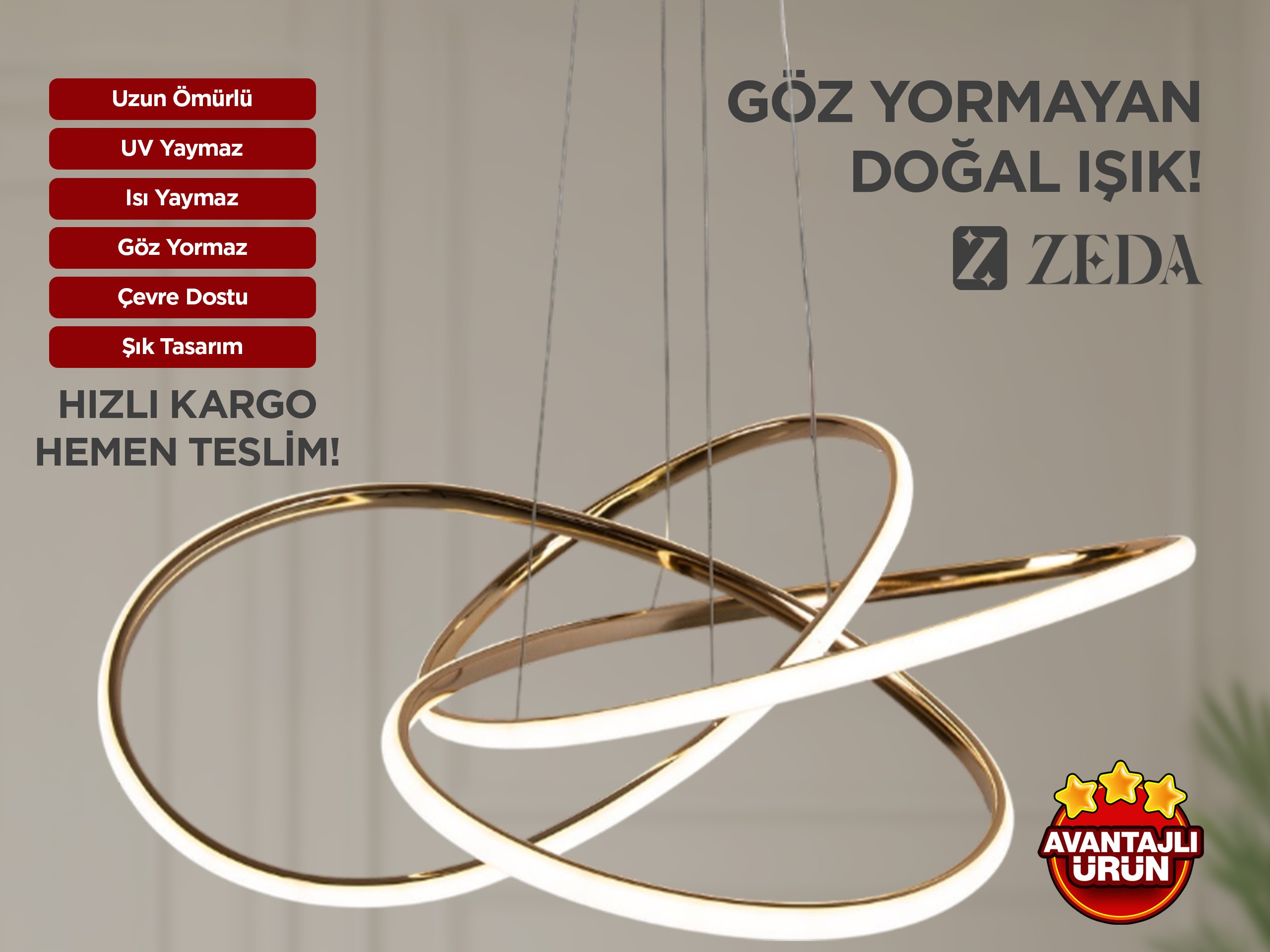 Büyük Kar Çiçeği Topsuz Avize Led Lamba