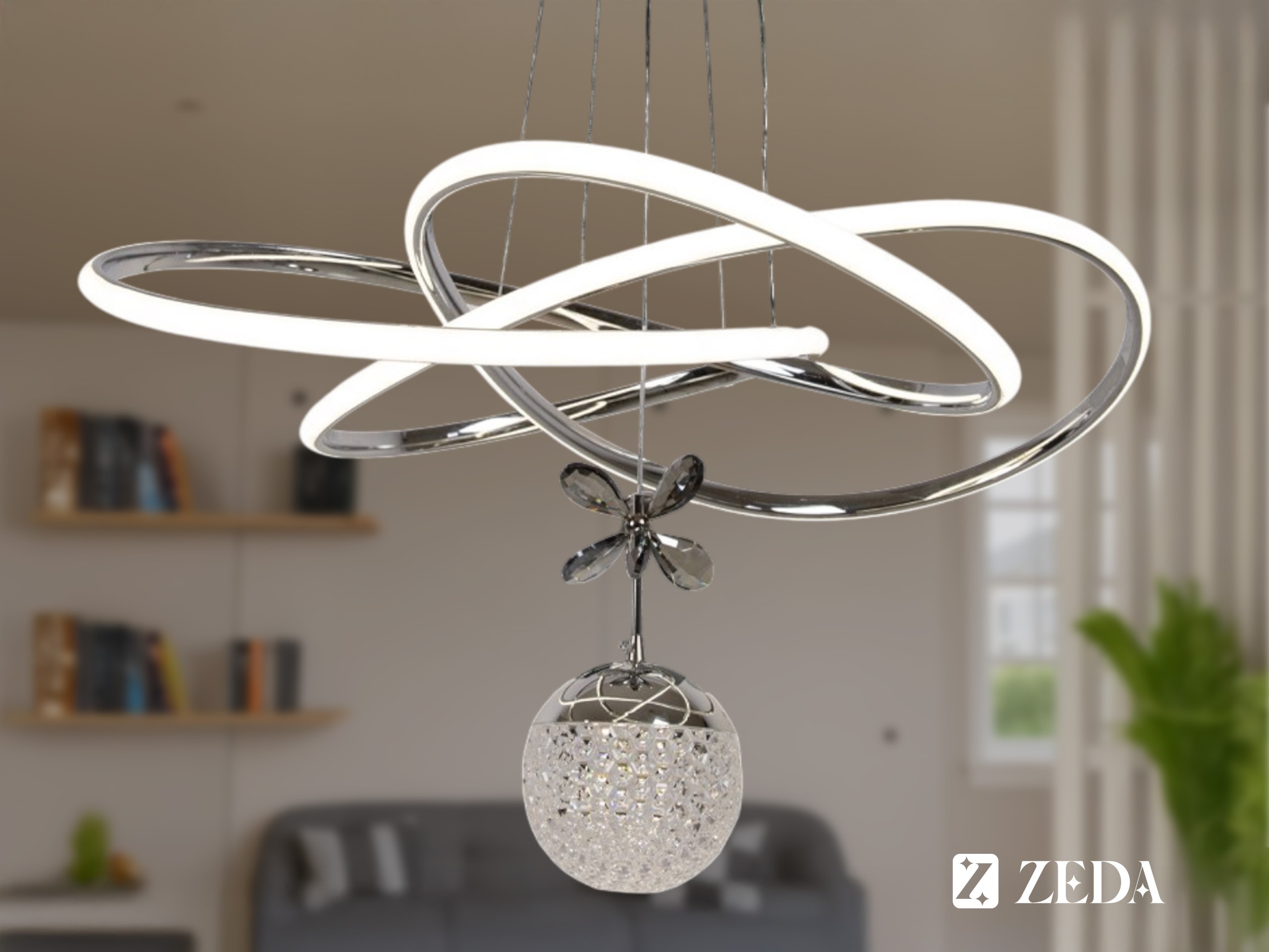 Büyük Kar Çiçeği Tek Top Led Lamba - Krom