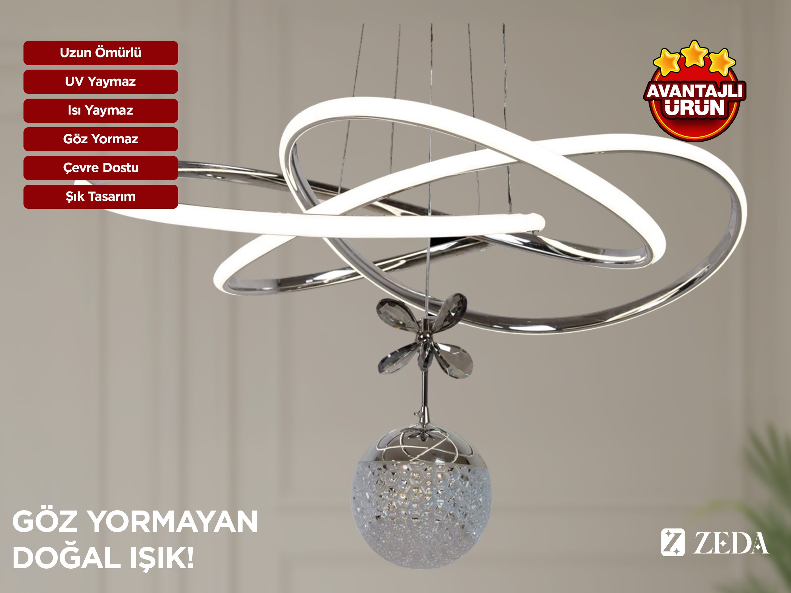 Hediyeli 5'li Işıltılı LED Avize Paketi