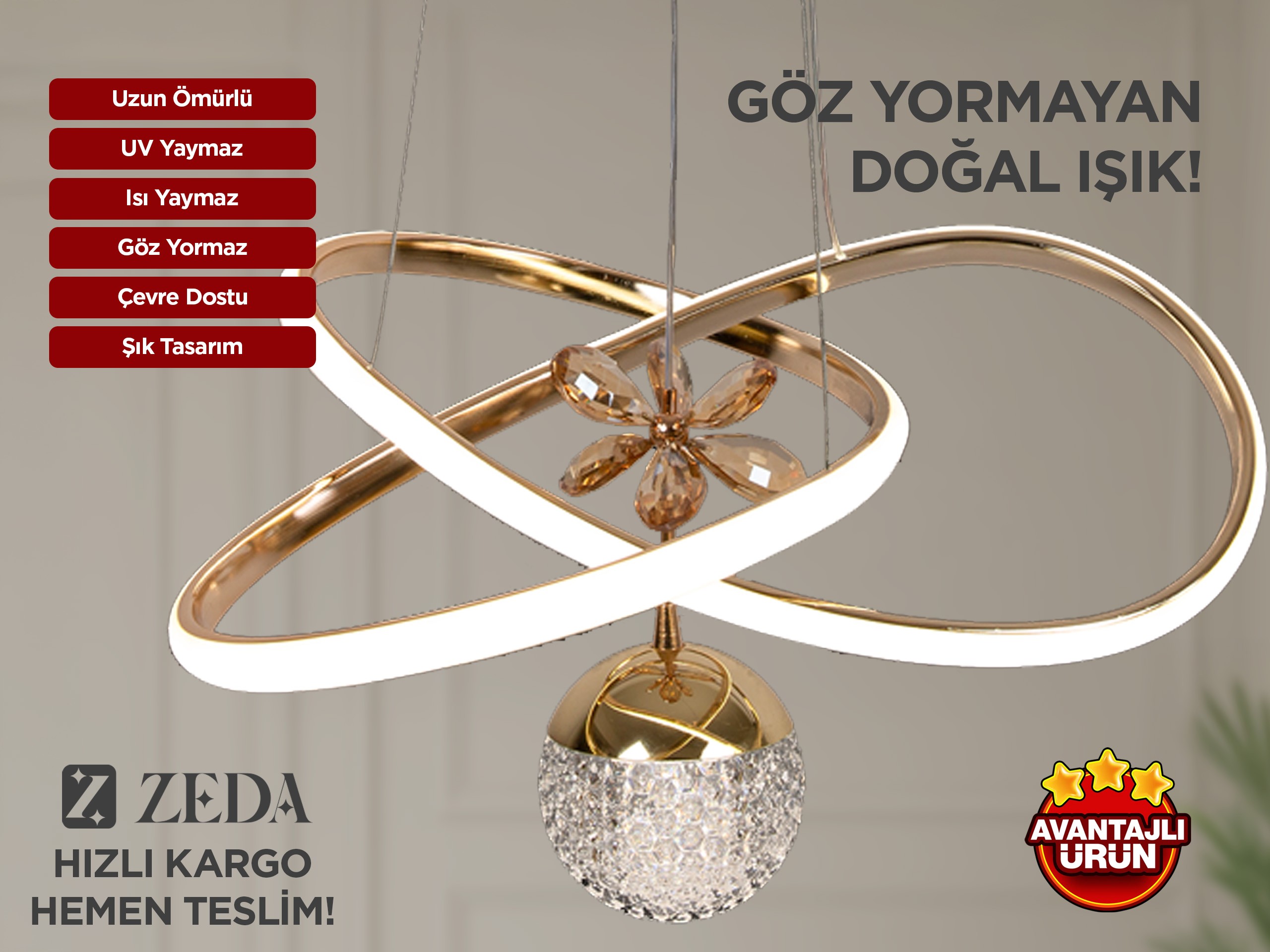 Orta Kar Çiçeği Led Lamba