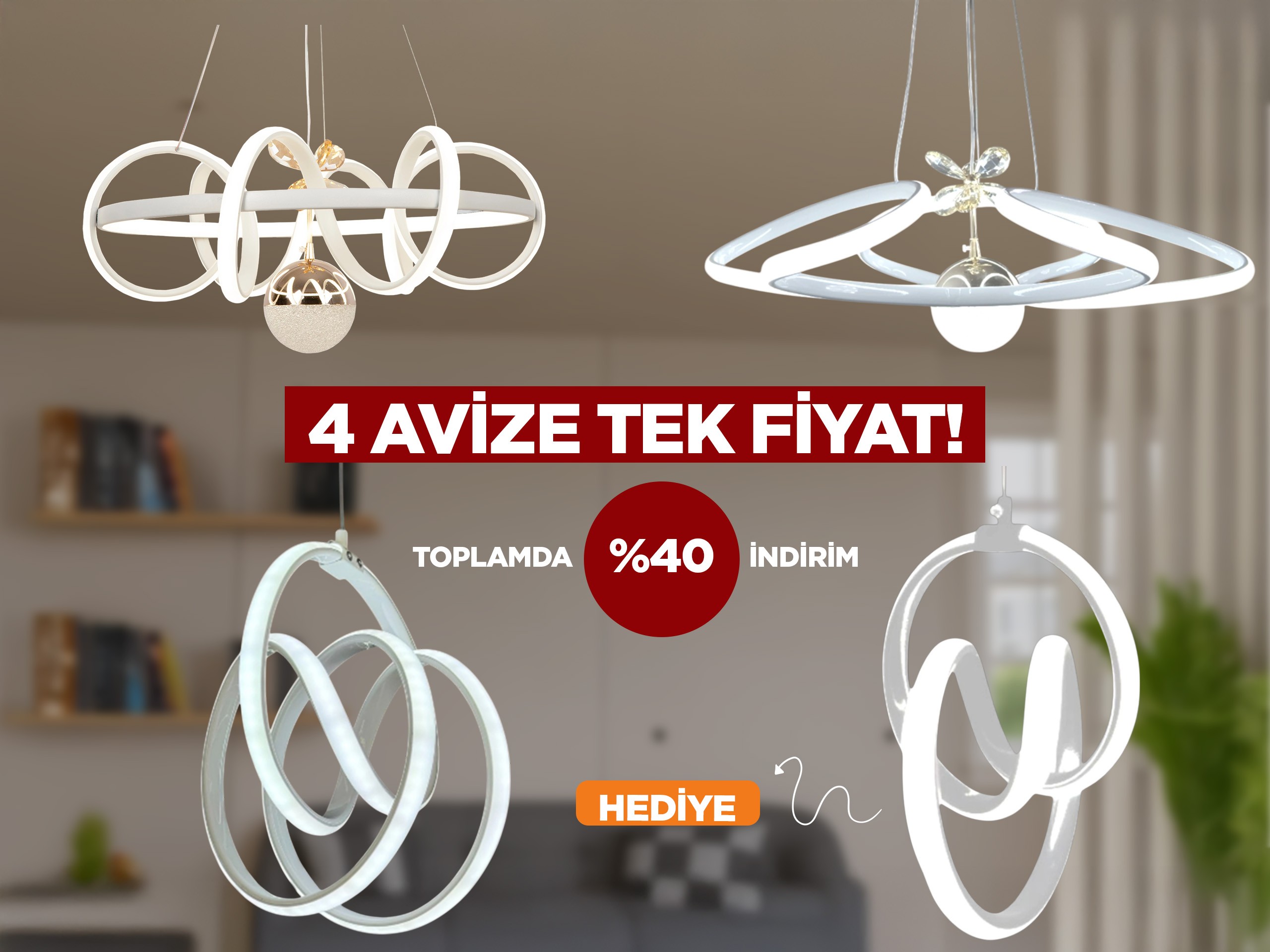  Hediyeli 4'lü Geometrik Işıklar Avize Paketi